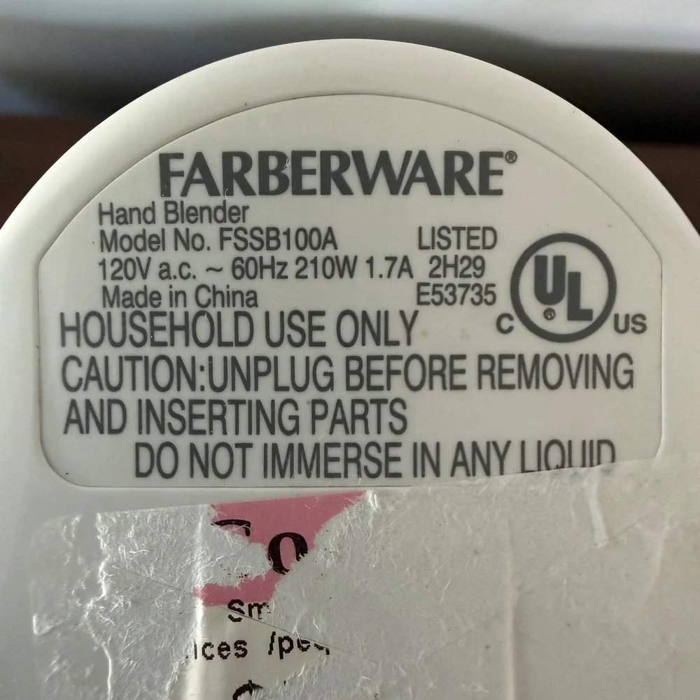 Farberware FSSB100A Hand Blender White 210W Motor Base with Attachments Set